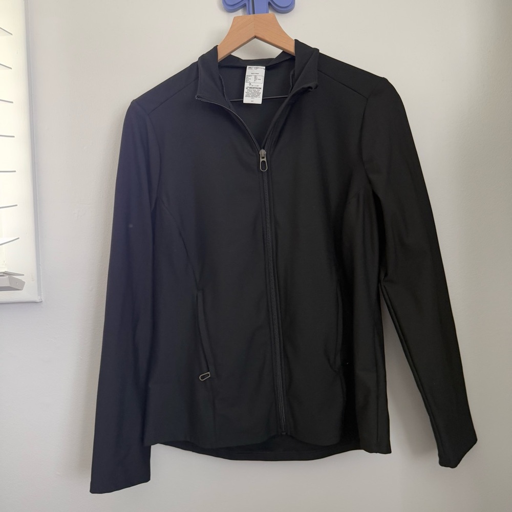 decathlon women’s  large black full zip jacket active workout outdoor